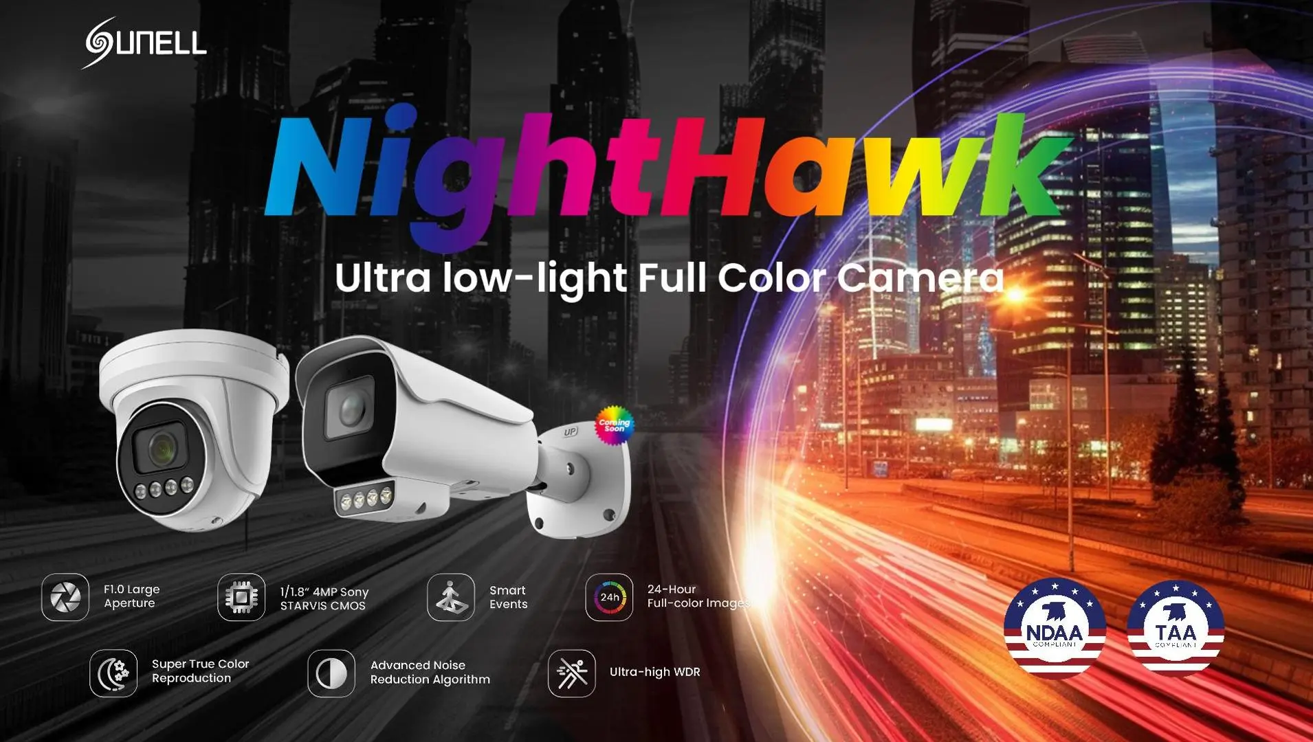 Caméra couleur intelligente à ultra-faible luminosité Sunell Nighthawk