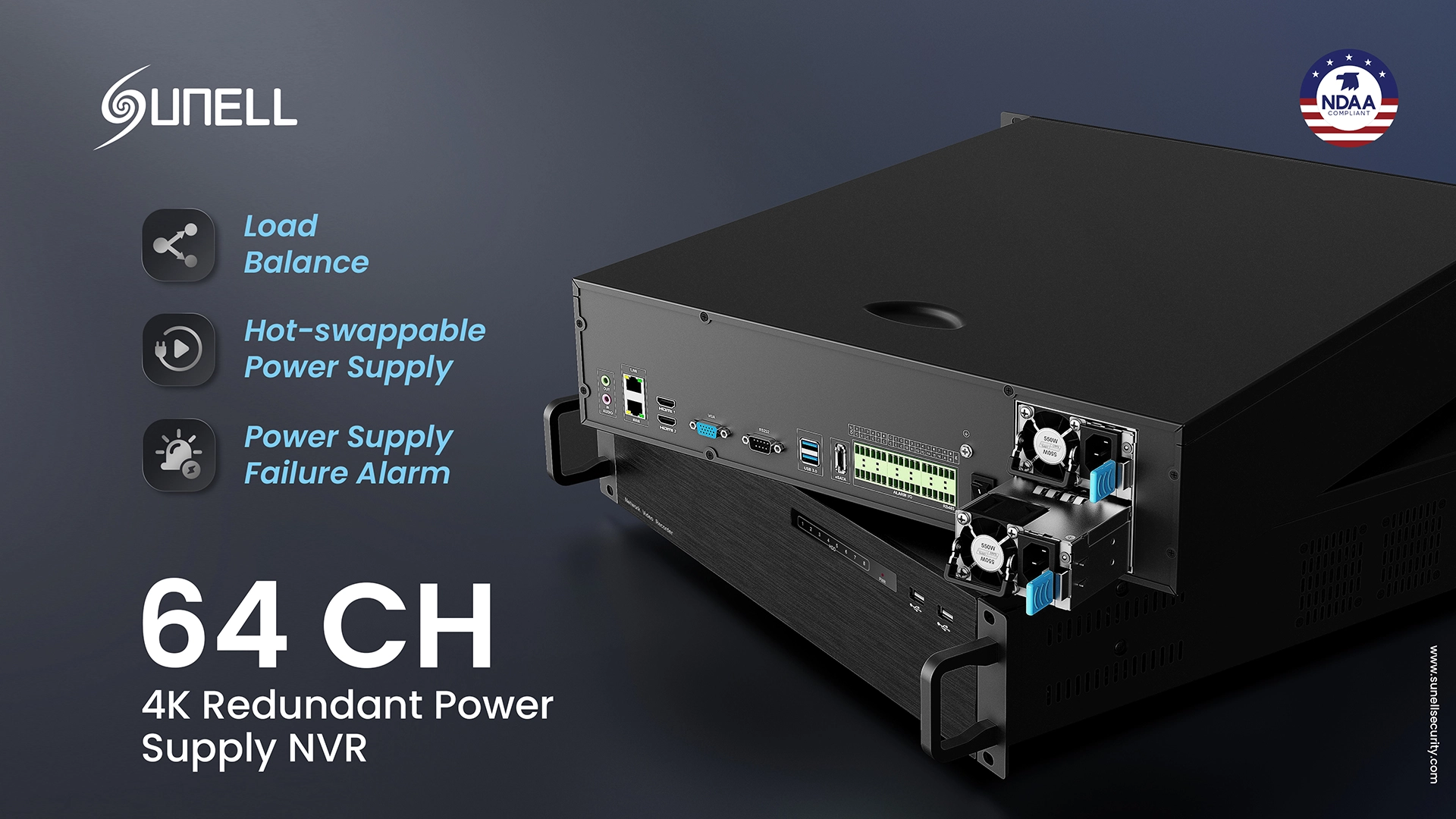 Sunell lance le nouveau NVR d’alimentation redondante 4K à 64 canaux pour assurer une surveillance stable